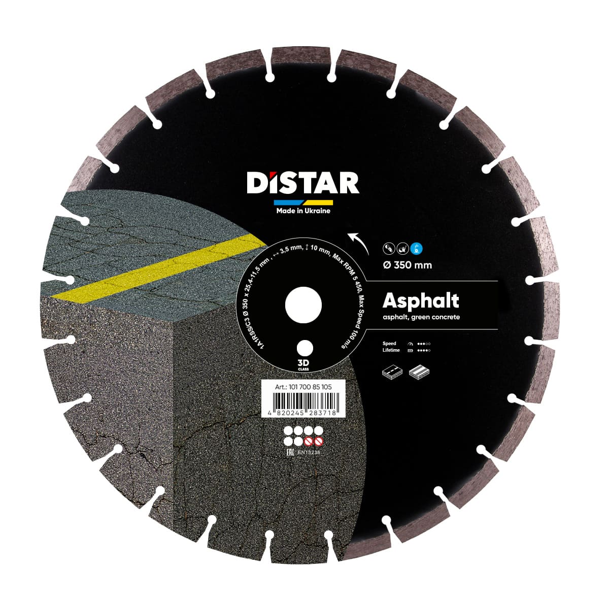 Круг алмазный отрезной 1A1RSS/C3 350x3,5/2,5x10x25,4-11,5-24 HIT Asphalt