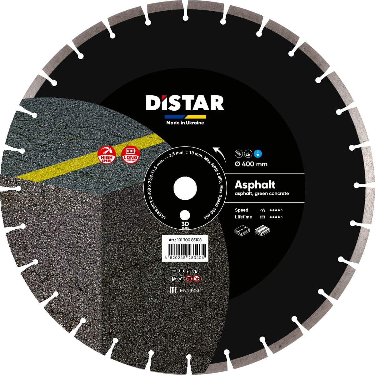 Круг алмазный отрезной 1A1RSS/C3 400x3,5/2,5x10x25,4-11,5-28 HIT Asphalt