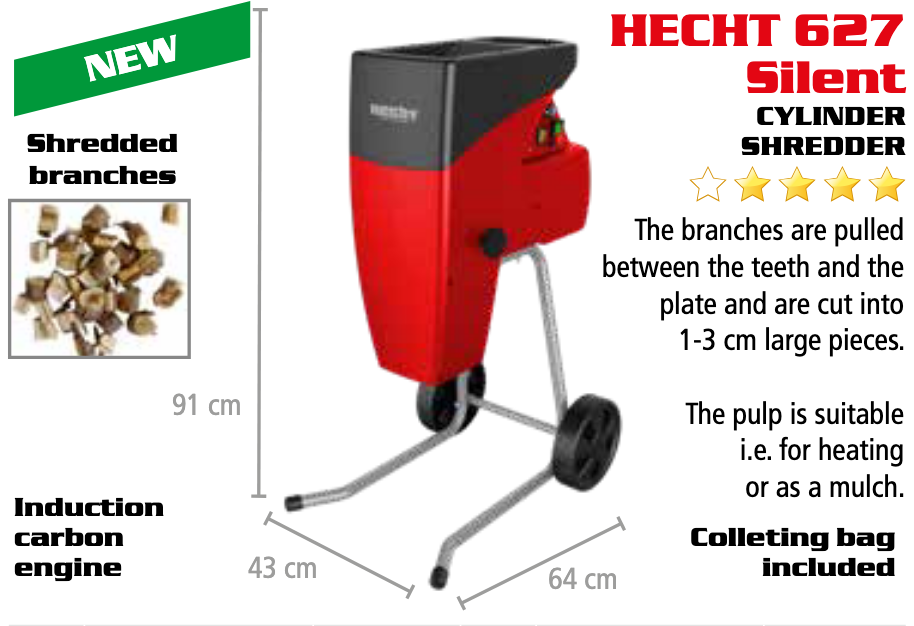 Садовый фрезерный измельчитель веток HECHT 627 SILENT