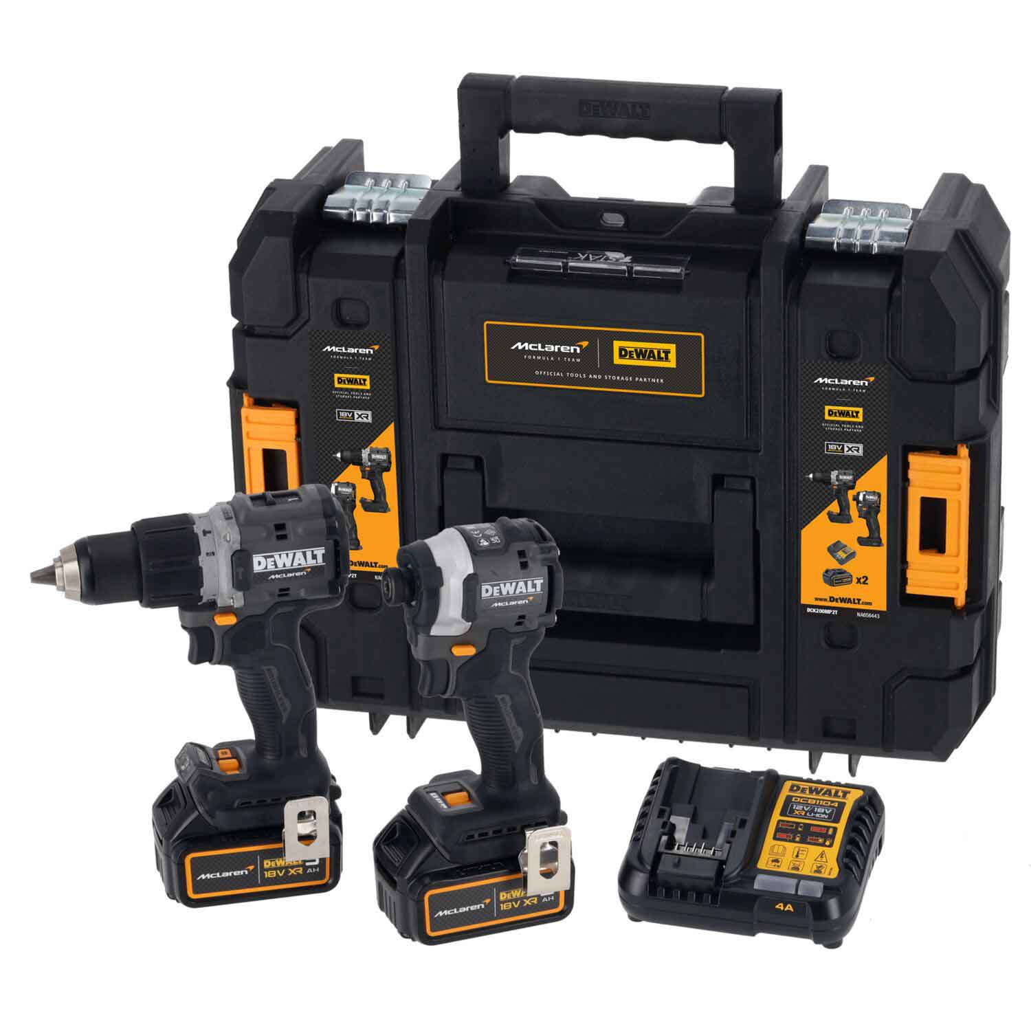Набор из двух инструментов аккумуляторных бесщеточных McLaren F1 TEAM LIMITED EDITION DeWALT DCK200MPНабір з двох інструментів акумуляторних безщіткових McLaren F1 TEAM LIMITED EDITION DeWALT DCK200MP2T