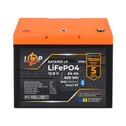 Акумулятор LP LiFePO4 12,8V - 64Ah (820Wh) (BMS 80A/64А) пластик Smart BT купити
