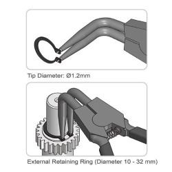 Круглогубцы для снятия стопорных колец 170x60мм (разжим загнутые, 90°) Extra Long TOPTUL DCBJ1382 в Украине