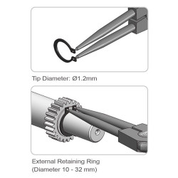 Круглогубці для зняття стопорних кілець Extra Long (розжим прямі) TOPTUL DCBJ1381 в Україні