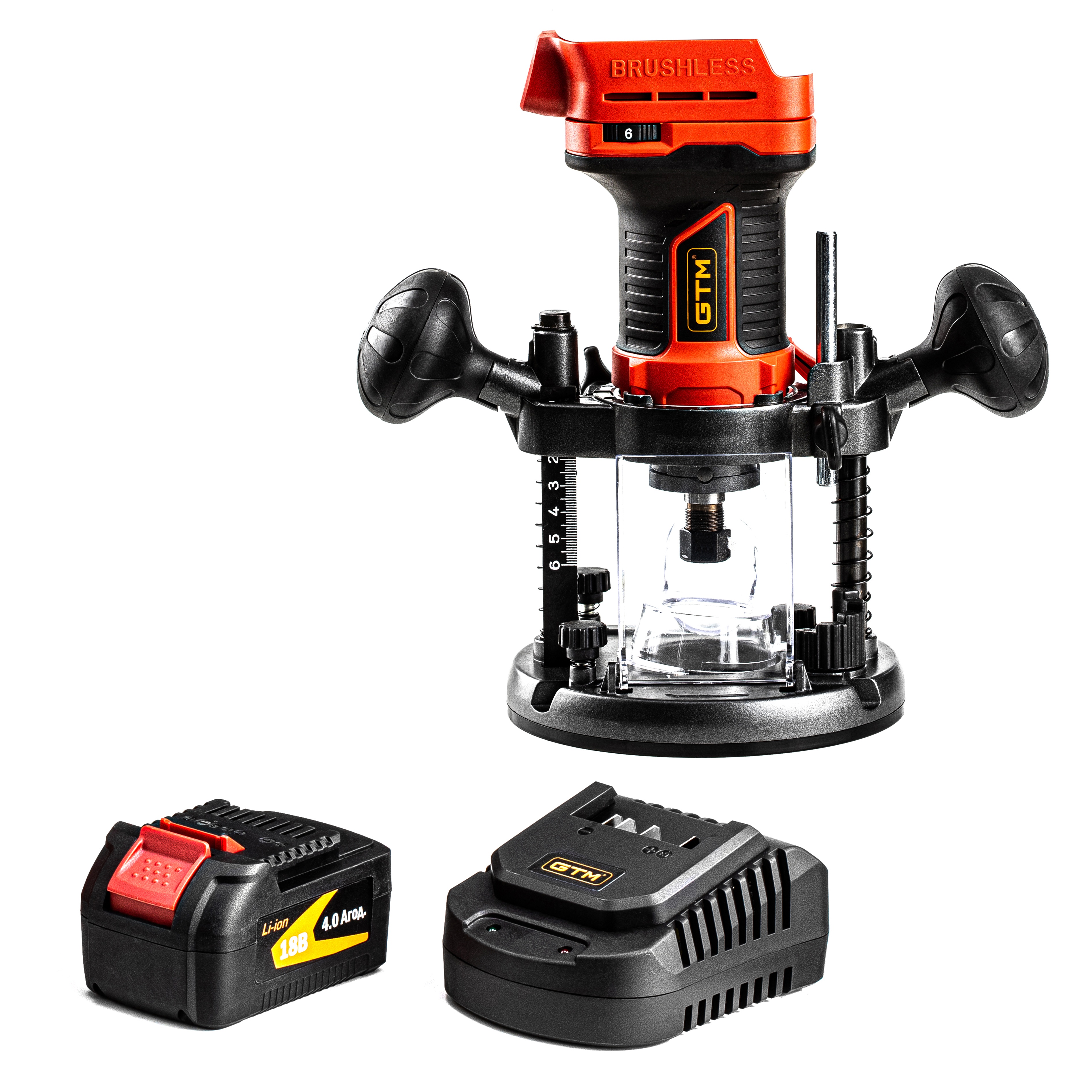 Фрезер акум. R18/55BL 8000-26000об/хв, цанга 6/8мм, + акум. 4Аг, зарядний пристрій