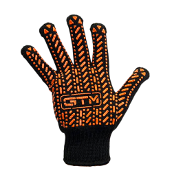 Рукавички трикотажні чорні ТМ GTM LUX, помаранчева ПВХ крапка р.10 в Украине