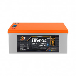 Аккумулятор LP LiFePO4 25,6V - 230 Ah (5888Wh) (BMS 200A/200А) пластик LCD Smart BT