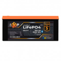 Акумулятор LP LiFePO4 25,6V - 100 Ah (2560Wh) (BMS 100A/50А) пластик Smart BT