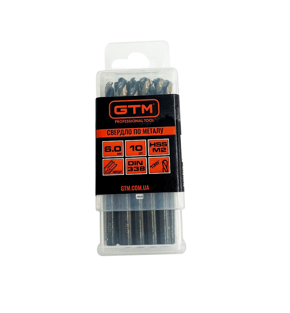 Свердло по металу GTM HSS-TiN 6.0 мм 10 шт (EM2-060K)