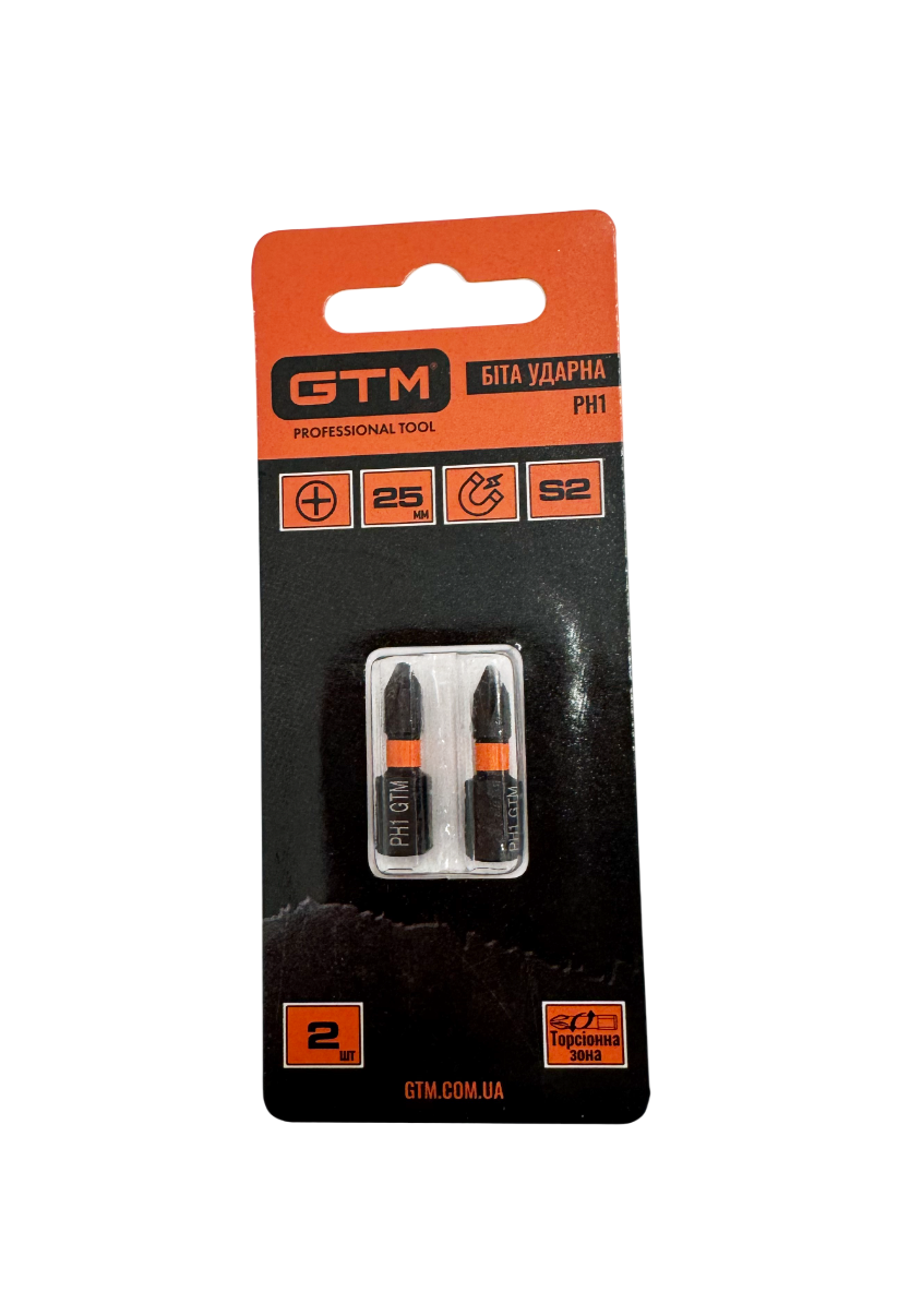 Біта ударна GTM PH1 25 мм 2 шт (SBI-H1-25B)