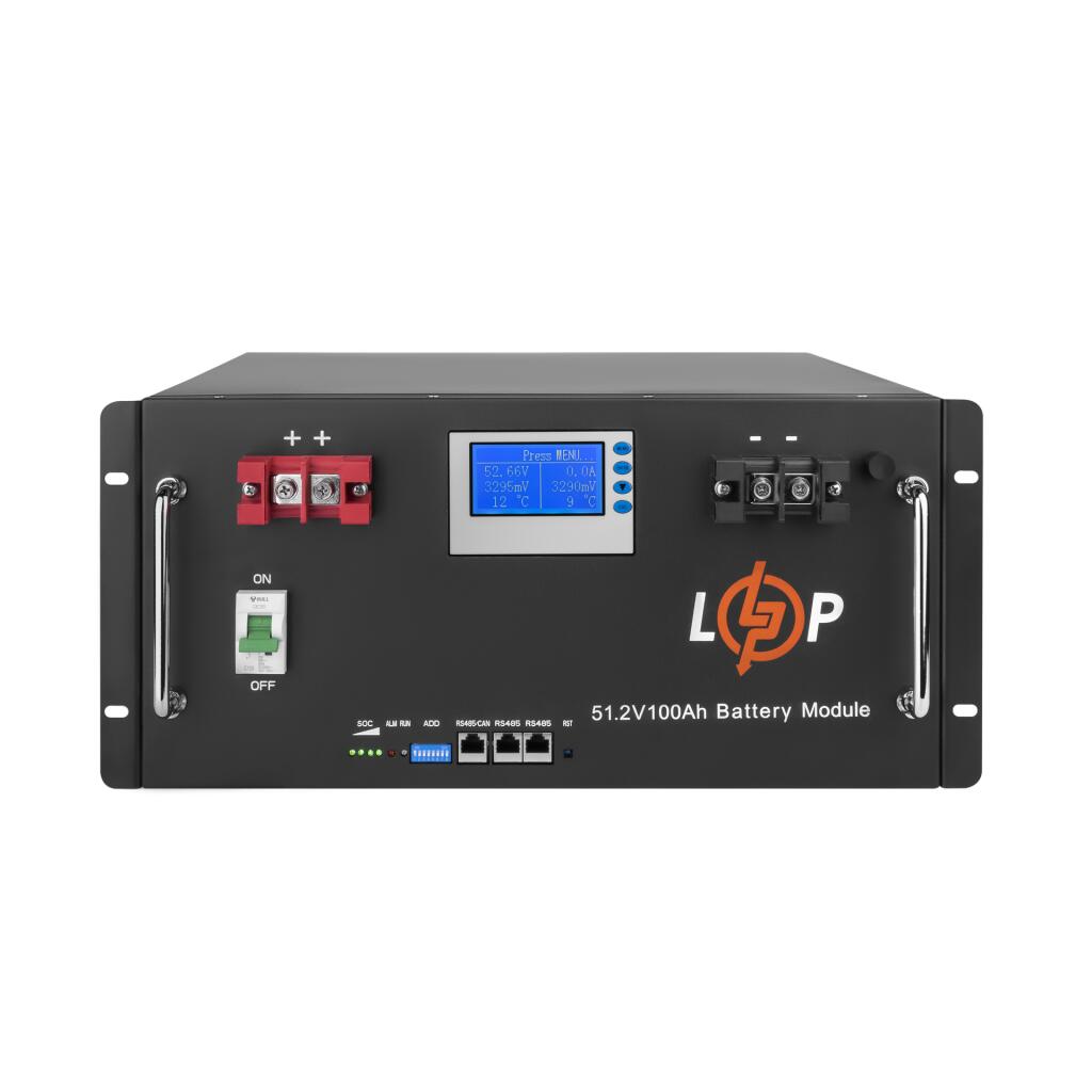 Аккумулятор LP LiFePO4 48V (51,2V) - 100 Ah (5120Wh) (Smart BMS 100A) с LCD RM RS485/CAN
