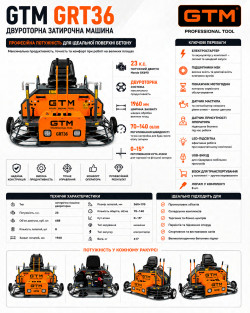Затиральна машина GTM GRT36 бензинова двороторна (GRT36) 