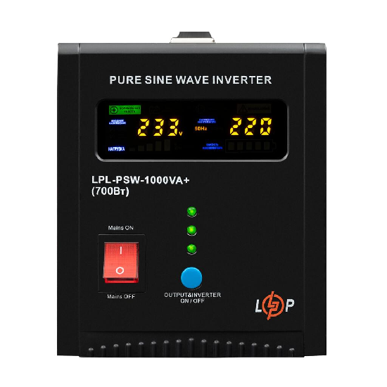 ДБЖ LP LPL-PSW-1000VA+ (700Вт) 10A/30A з правильною синусоїдою 12V