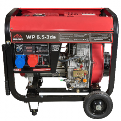 Генератор дизельний Vitals WP 6.5-3deНапруга, В 	230/400 Частота струму, Гц 	50 Номінальна потужність, кВт 	6,5 Максимальна потужність, кВт 	7,0 Коефіцієнт потужності (сos Ф) 	0,8 Вихід постійного струму, 12В/8,3А 	Є Параметри розеток вихідної мережі змінн