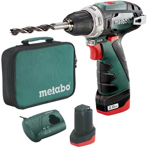 Акумуляторний дриль-шуруповерт Metabo PowerMaxx BS (12V 2x2Ah Li-Power, зарядний пристрій, сумка)